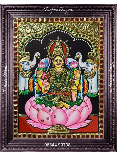 Gajalakshmi lotus Tanjore Painting